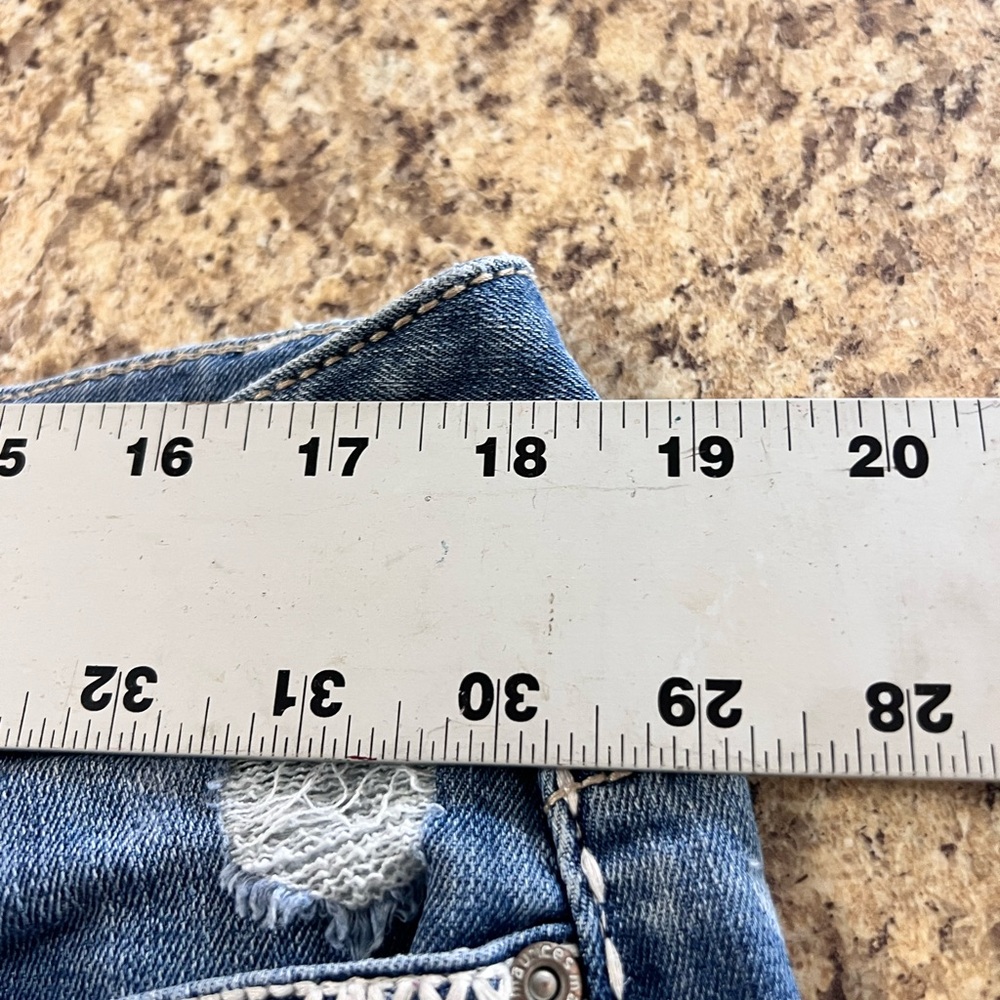 Maurices Distressed worn frayed Blue Denim Shorts - Picture 6 of 9